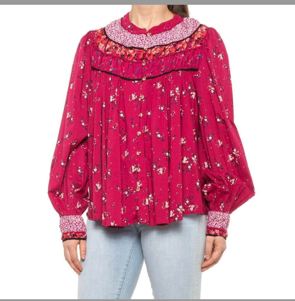 Free People Paloma Printed Blouse Sz XS